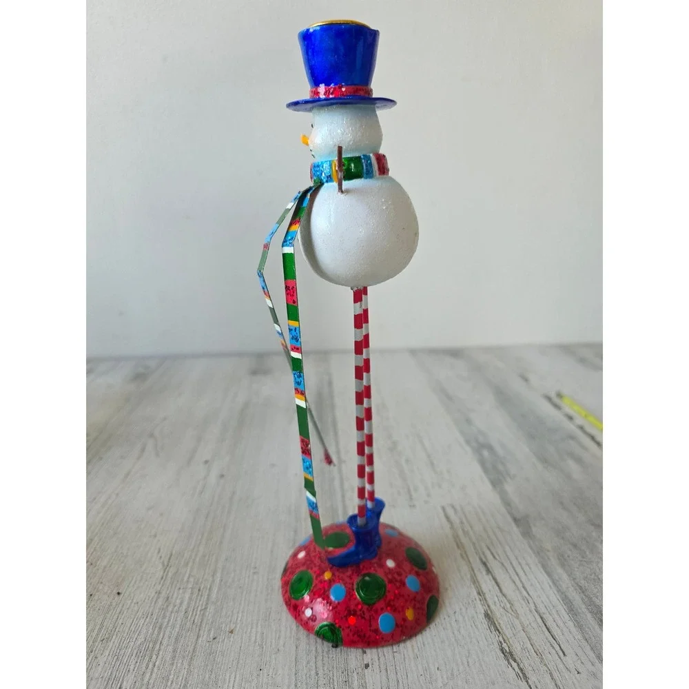 Vintage Pacific rim glitter snowman candle holder RARE Xmas decor sparkle‎